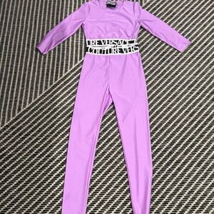 Versace Lilac Bodysuit with Logo Belt